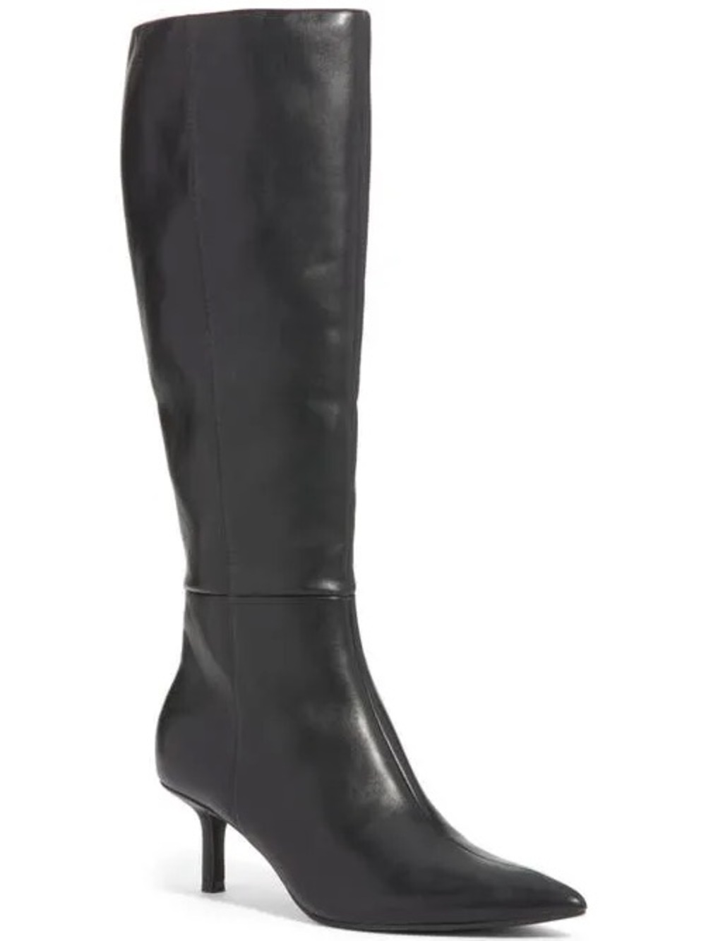 Open Edit Knee High Pointed Toe Leather Boots – Black, Women’s 8